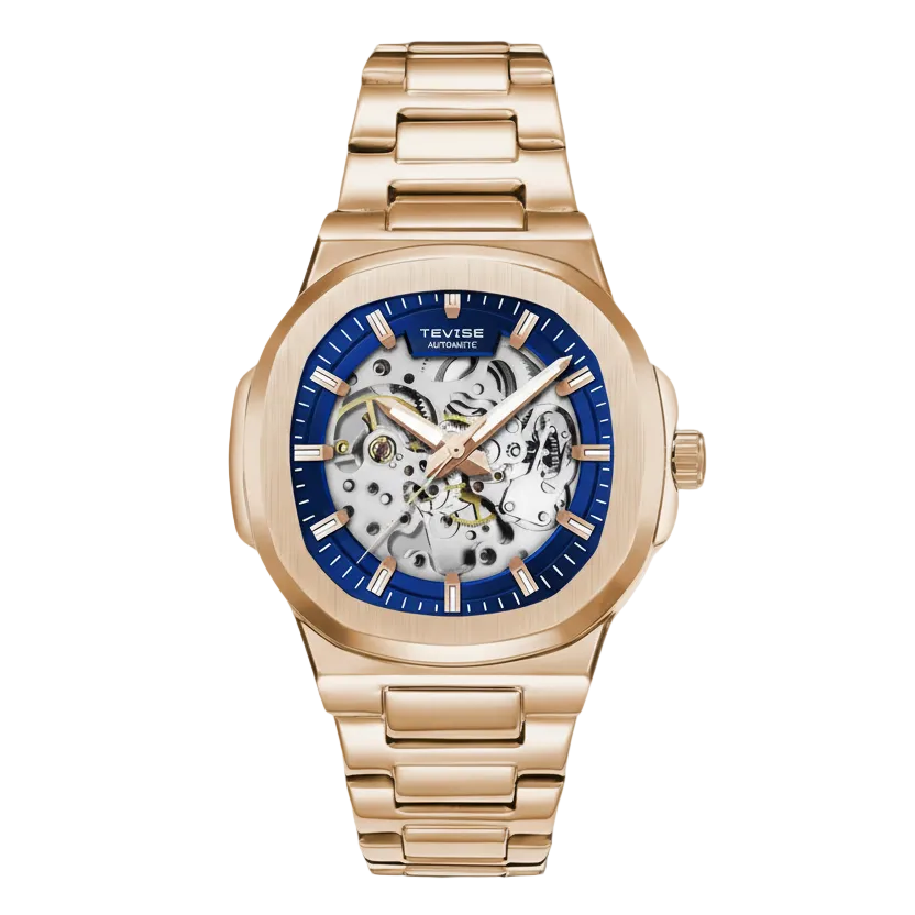 TEVISE 01B Prestige Automatic Mechanical Watch 43mm – Full Skeleton Dial with Exhibition Case Back