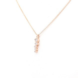 AU 25 Jewelry 0.15Ct Natural Diamond Bezel Station Necklace in 14K Rose Gold – 18" USA Handmade