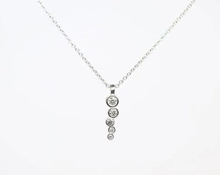 AU 25 Jewelry 0.15Ct Natural Diamond Bezel Station Necklace in 14K Rose Gold – 18" USA Handmade
