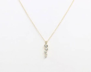AU 25 Jewelry 0.15Ct Natural Diamond Bezel Station Necklace in 14K Rose Gold – 18" USA Handmade