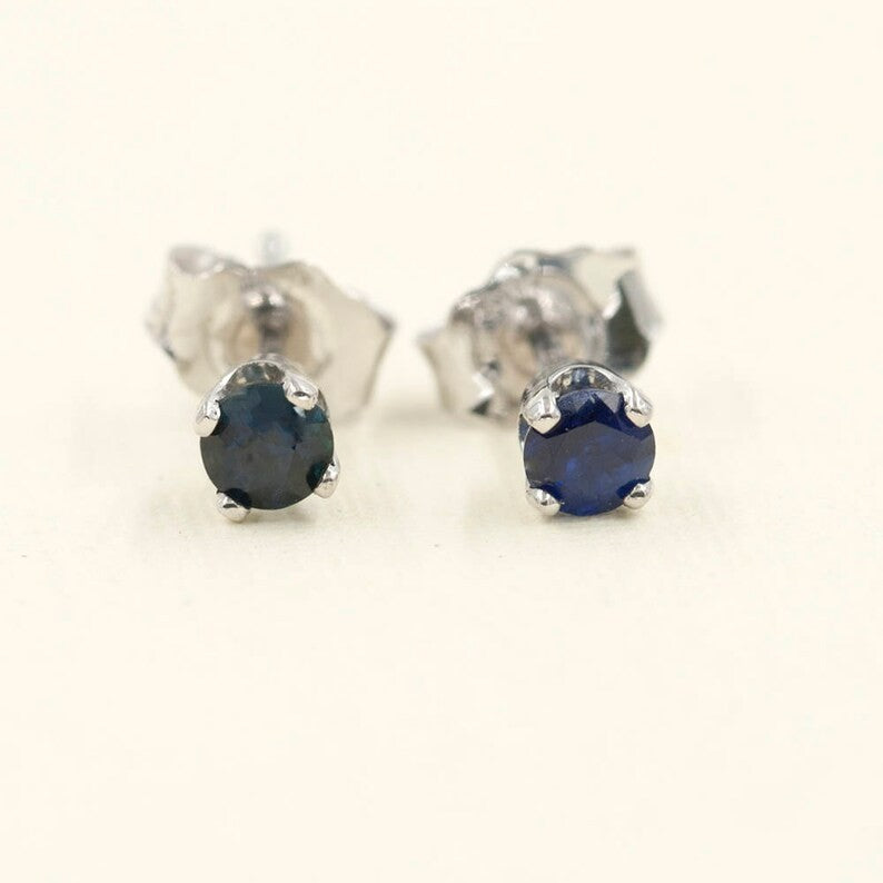 AU 25 Jewelry 0.25CT Natural Blue Sapphire Stud Earrings in 14K Gold