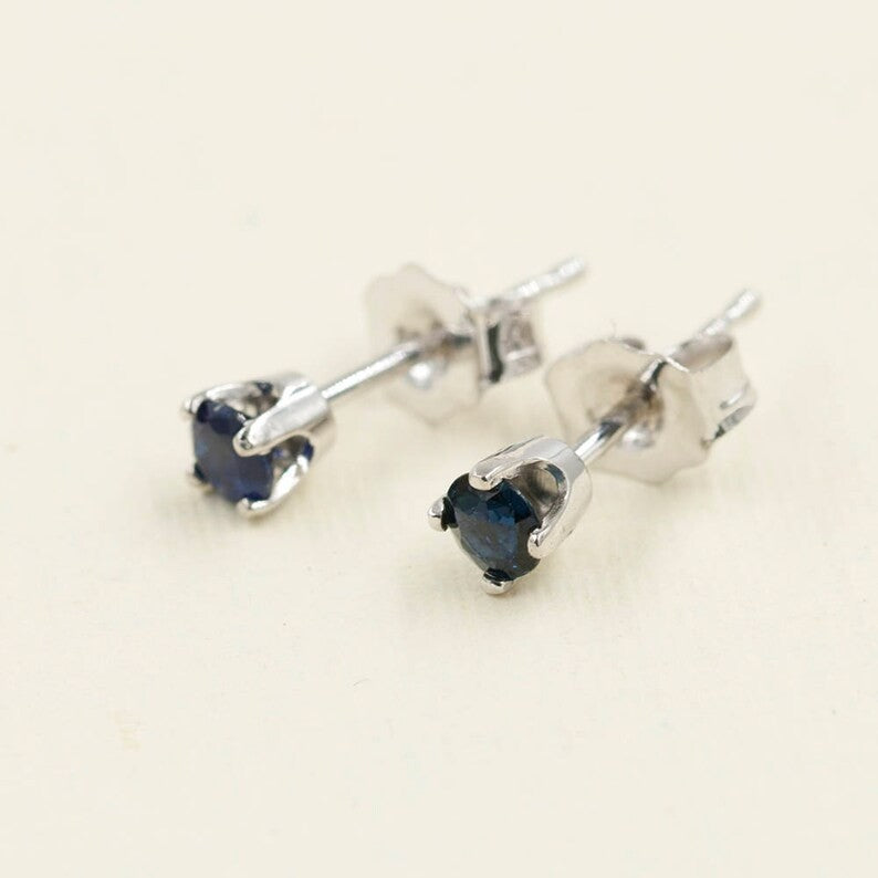 AU 25 Jewelry 0.25CT Natural Blue Sapphire Stud Earrings in 14K Gold
