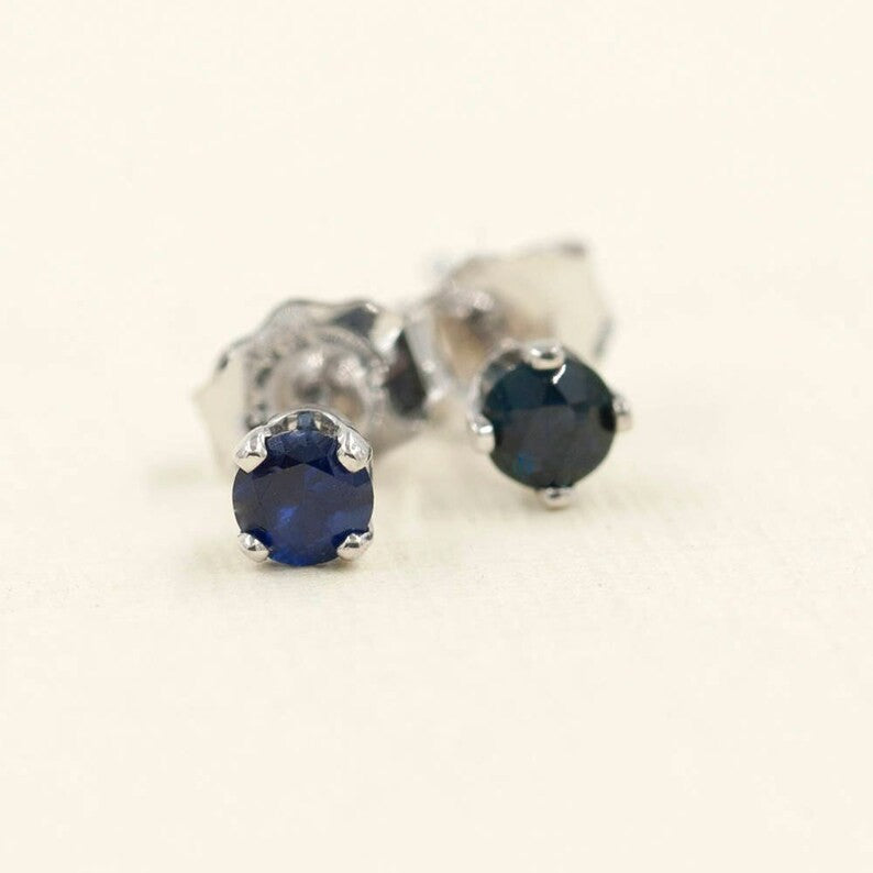 AU 25 Jewelry 0.25CT Natural Blue Sapphire Stud Earrings in 14K Gold