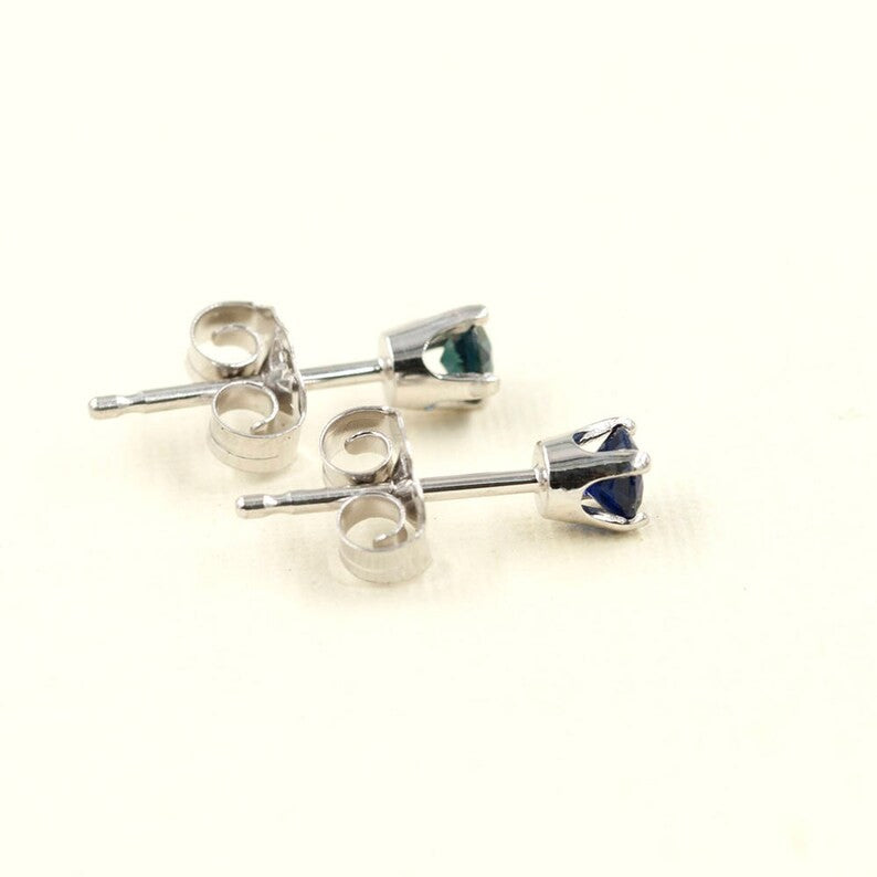AU 25 Jewelry 0.25CT Natural Blue Sapphire Stud Earrings in 14K Gold