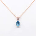 14K Gold 1.5CT Natural Blue Topaz Pear Solitaire Necklace