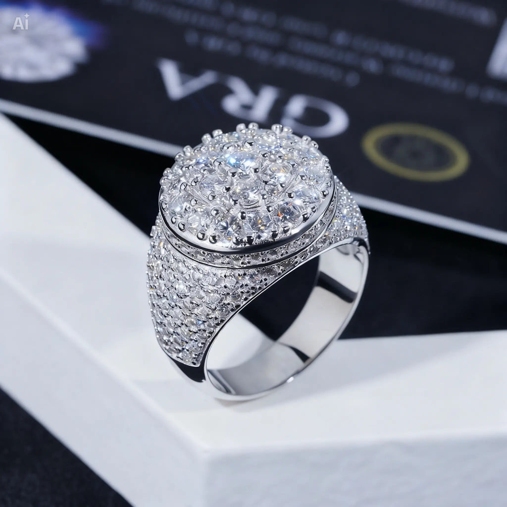 Imperial Crown VVS Moissanite Ring in Solid 925 Sterling Silver — D Color VVS1 Clarity Excellent Cut Excellent Symmetry Certified Moissanite