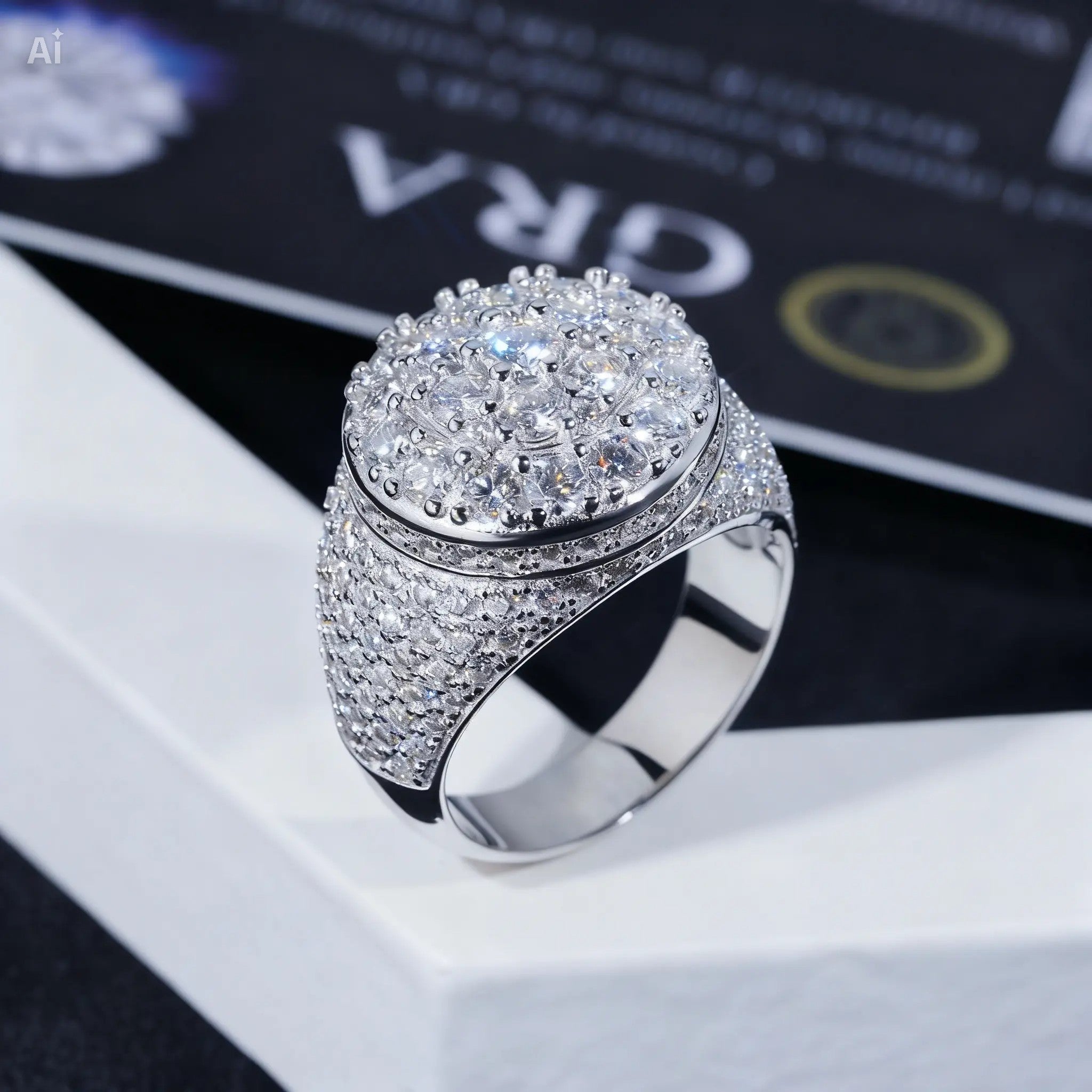Imperial Crown VVS Moissanite Ring in Solid 925 Sterling Silver — D Color VVS1 Clarity Excellent Cut Excellent Symmetry Certified Moissanite