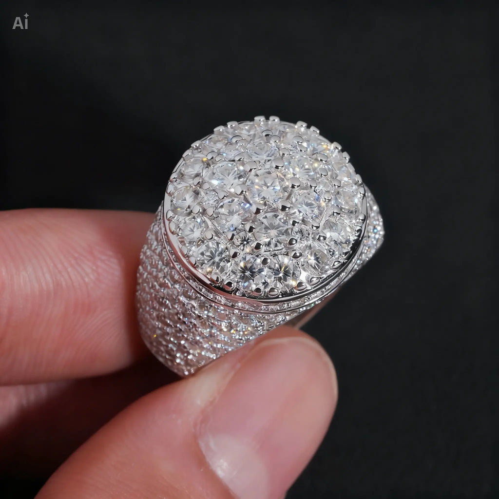 Imperial Crown VVS Moissanite Ring in Solid 925 Sterling Silver — D Color VVS1 Clarity Excellent Cut Excellent Symmetry Certified Moissanite