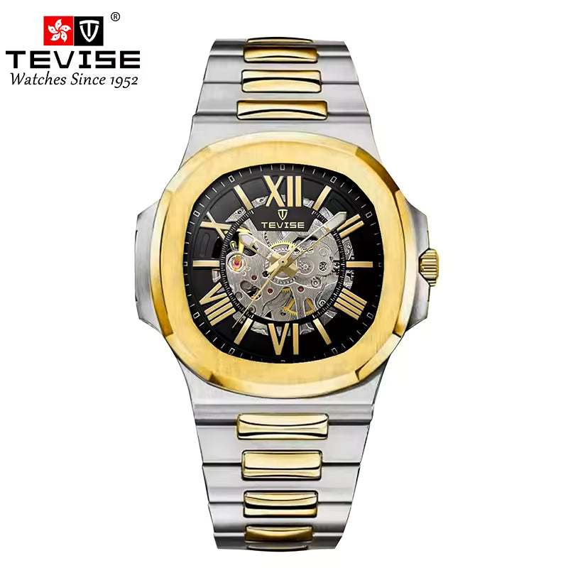 TEVISE 01A Classic Roman Skeleton Automatic Watch 42mm