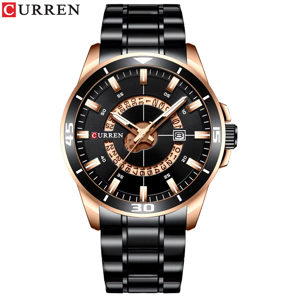Curren 8359 Men's Classic Quartz Watch with Luminous Display 46mm Stainless Steel 3ATM Waterproof Analog Design Fold-over Clasp product