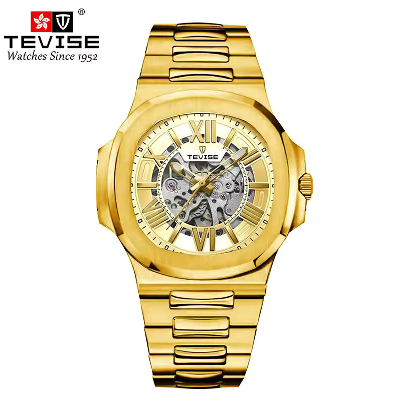 TEVISE 01A Classic Roman Skeleton Automatic Watch 42mm