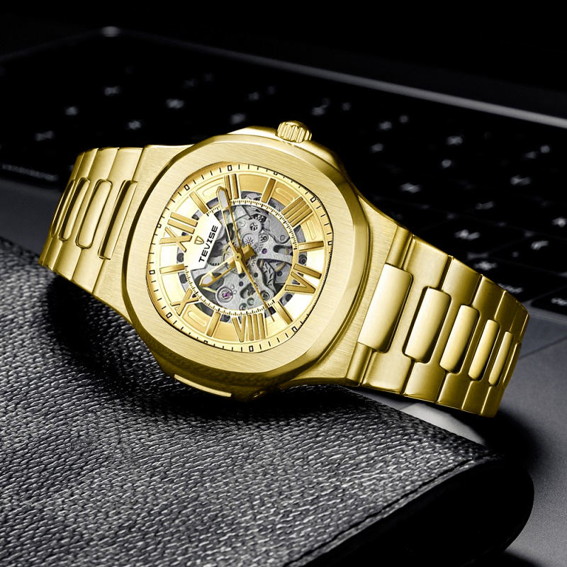 TEVISE 01A Classic Roman Skeleton Automatic Watch 42mm