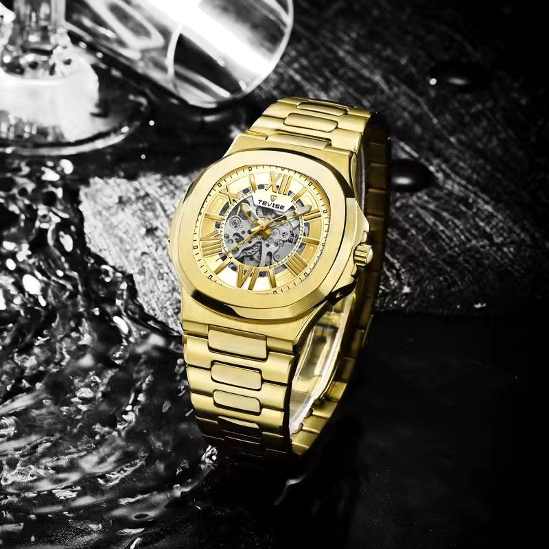 TEVISE 01A Classic Roman Skeleton Automatic Watch 42mm