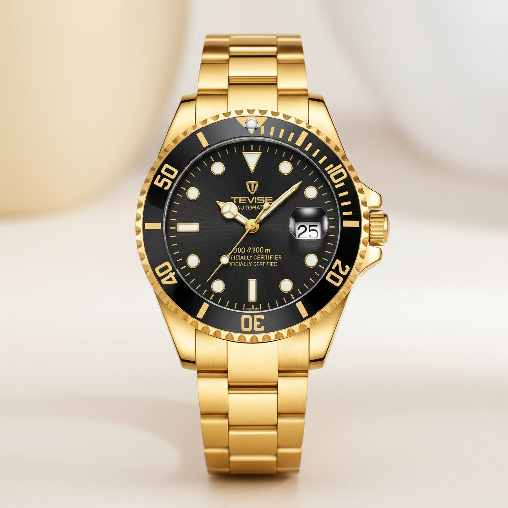 TEVISE 801 Luxury Automatic Watch for Men - Solid Stainless Steel Luminous Dial Perpetual Calendar Water Resistant