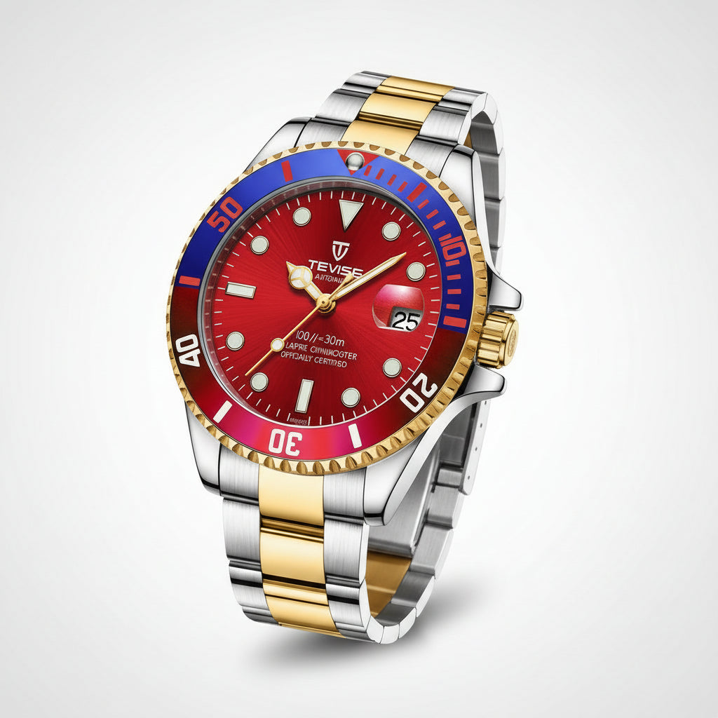 TEVISE 801 Luxury Automatic Watch for Men - Solid Stainless Steel Luminous Dial Perpetual Calendar Water Resistant